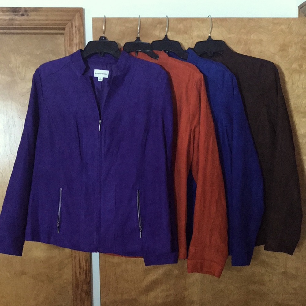 Studio Works Purple Suede Zip Front Blazer Jacket